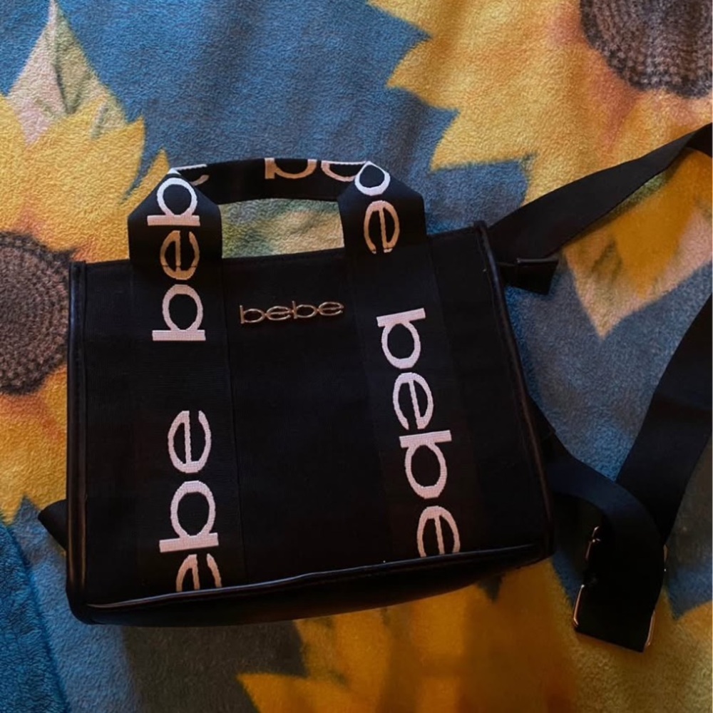 Bebe Black Crossbody Bag with White Accents